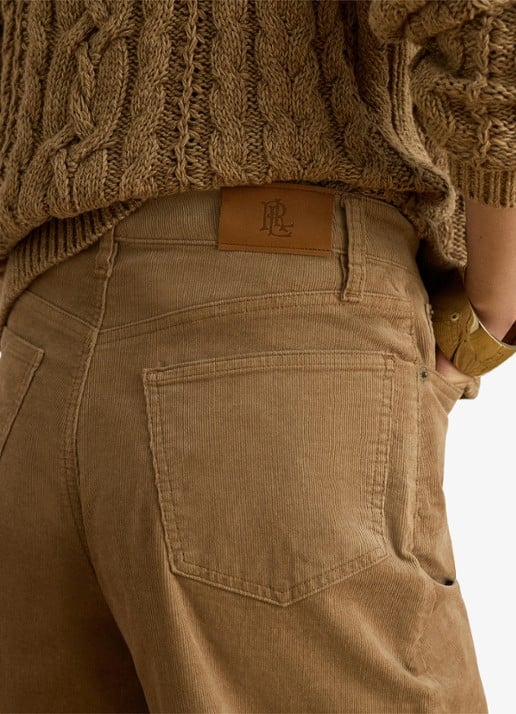 Ralph Lauren High waist wide leg jeans van corduroy - detail 4 lauren camel / beige