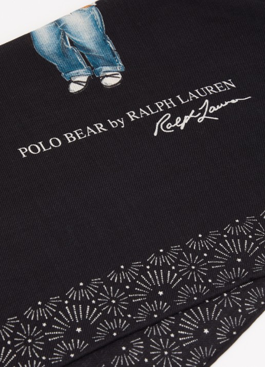 Ralph Lauren Holiday Bear sjaal van wol 63 x 63 cm - detail 2 zwart