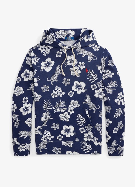 Ralph Lauren Hoodie met bloemenprint en kangoeroezak - voorkant 2 donkerblauw