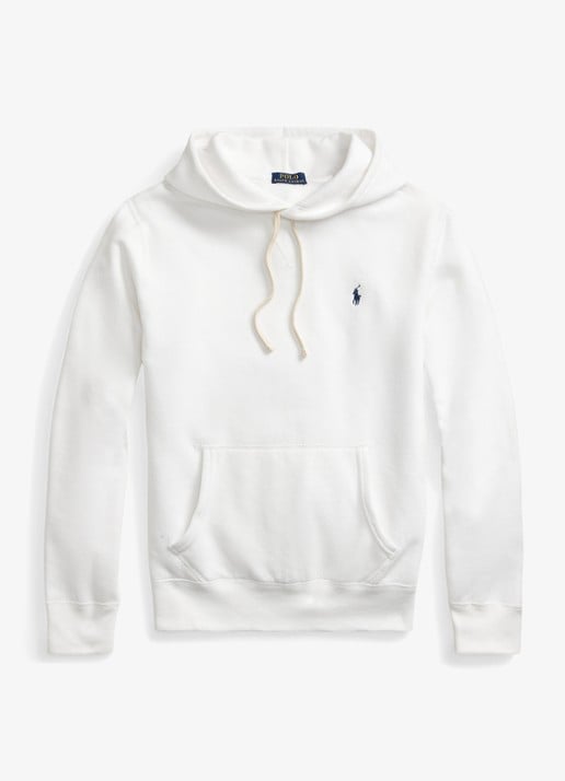 Ralph Lauren Hoodie met kangoeroezak en logo - voorkant white / wit