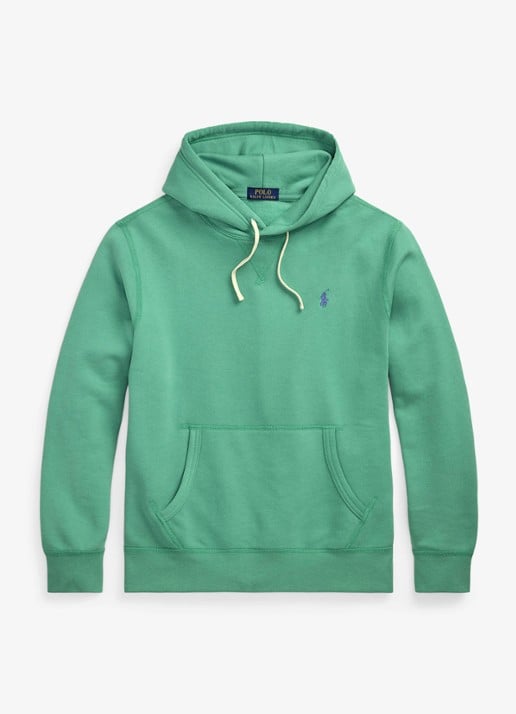Ralph Lauren Hoodie met kangoeroezak en logo - voorkant 3 raft green / groen