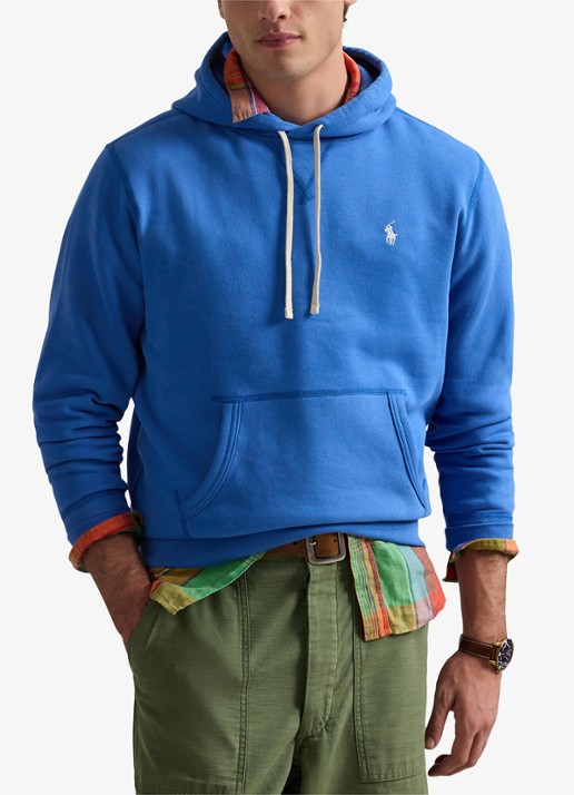 Ralph Lauren Hoodie met kangoeroezak en logo - detail embayment blue / blauw