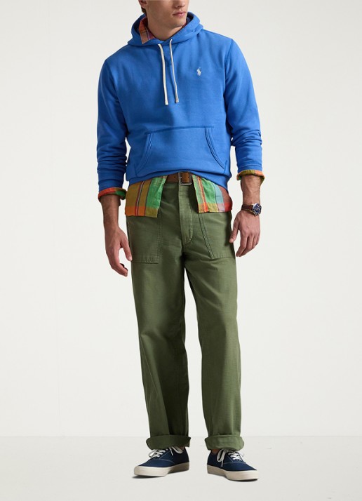 Ralph Lauren Hoodie met kangoeroezak en logo - voorkant 3 embayment blue / blauw