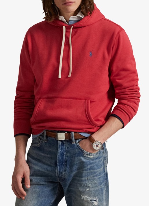 Ralph Lauren Hoodie met kangoeroezak en logo - voorkant 5 sunrise red