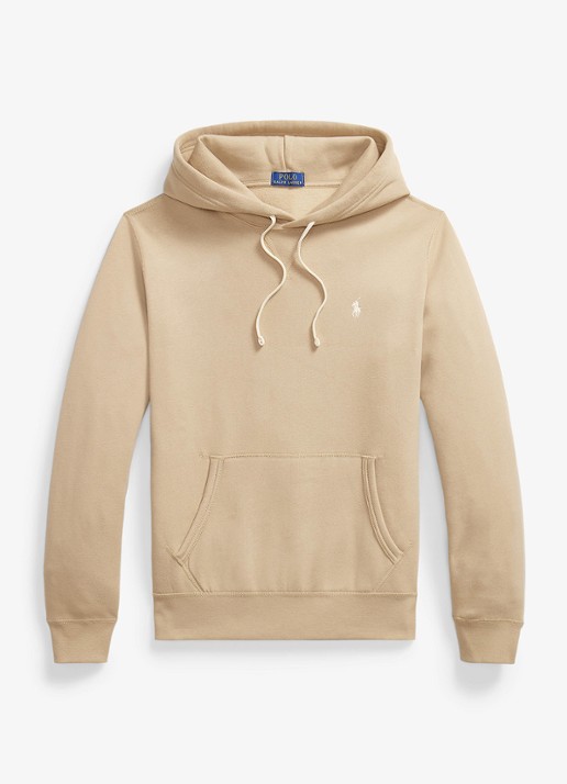 Ralph Lauren Hoodie met kangoeroezak en logo - voorkant vintage khaki / khaki