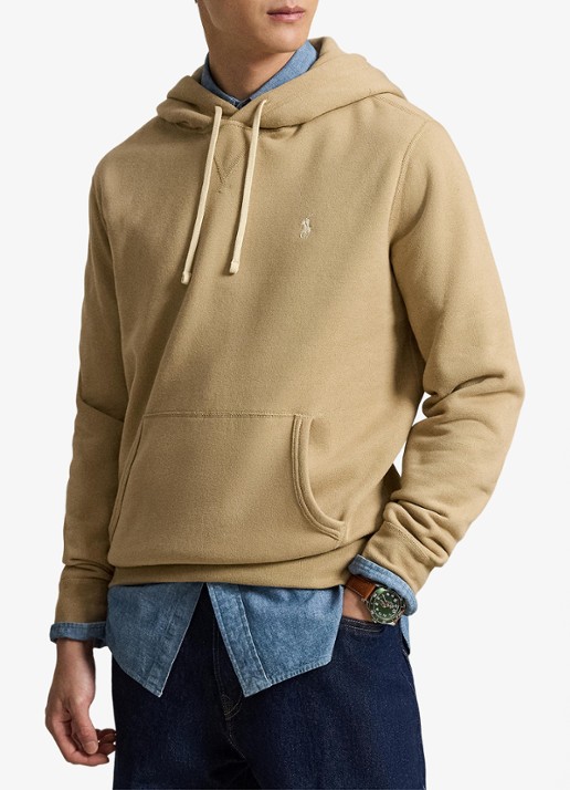 Ralph Lauren Hoodie met kangoeroezak en logo - voorkant 2 vintage khaki / khaki