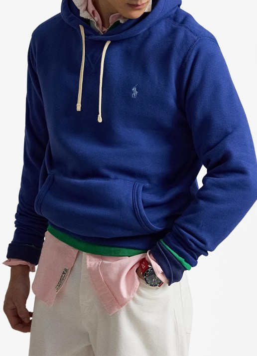 Ralph Lauren Hoodie met kangoeroezak en logo - voorkant 4 blue yacht / blauw