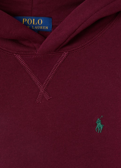 Ralph Lauren Hoodie met logoborduring - detail roodbruin
