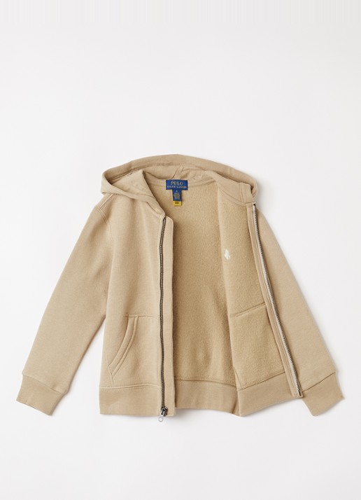 Ralph Lauren Hoodie met logoborduring - voorkant 2 khaki