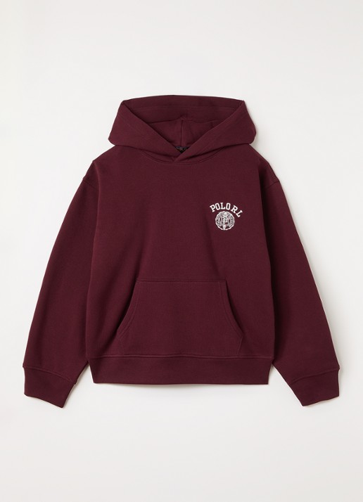 Ralph Lauren Hoodie met logoborduring - voorkant bordeauxrood
