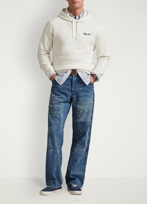 Ralph Lauren Hoodie met logoborduring - voorkant 2 nevis / wit