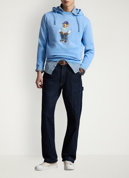 Ralph Lauren Hoodie met logoprint - voorkant 4 chambray blue / lichtblauw