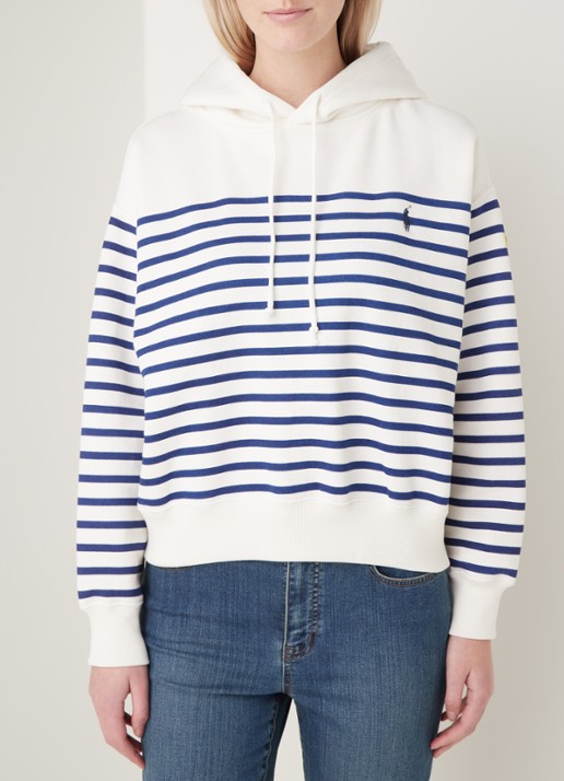 Ralph Lauren Hoodie met streepprint - detail 4 donkerblauw