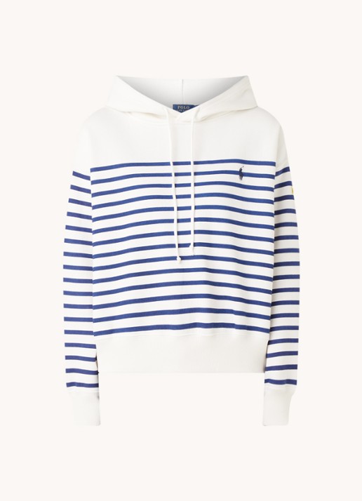 Ralph Lauren Hoodie met streepprint - voorkant donkerblauw