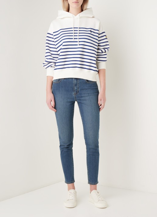 Ralph Lauren Hoodie met streepprint - voorkant 2 donkerblauw