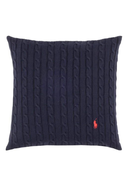 Ralph Lauren Houscou kussensloop van katoen - voorkant 3 donkerblauw