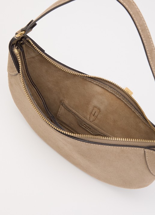 Ralph Lauren ID schoudertas mini van suède - detail 2 zand