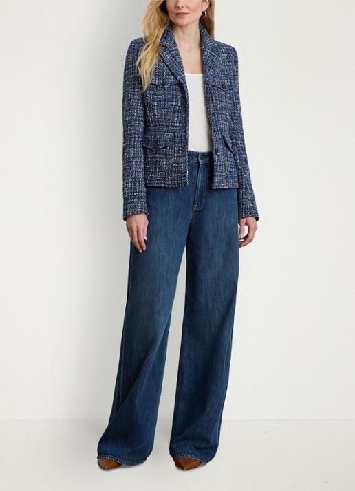 Ralph Lauren Jack van bouclé met opgestikte zakken - voorkant 3 navy blue multi / blauw