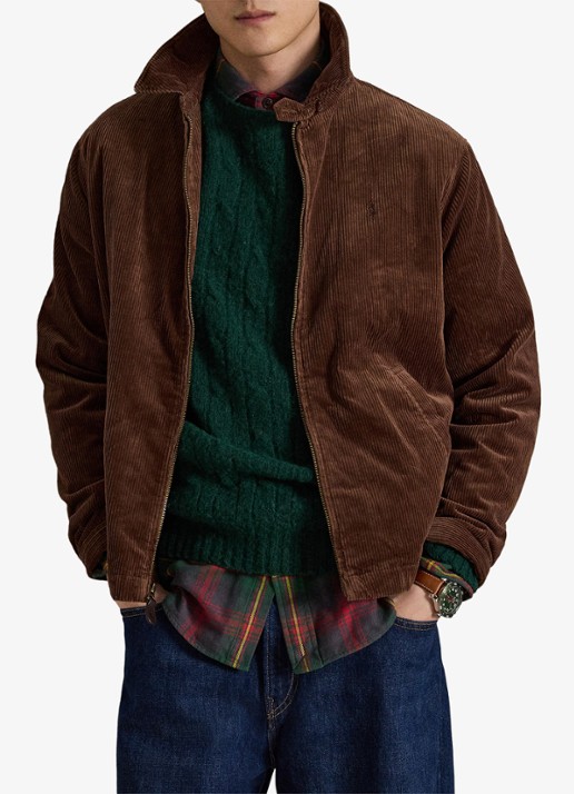 Ralph Lauren Jack van corduroy met logoborduring - voorkant 5 pale russet / bruin