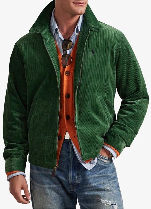 Ralph Lauren Jack van corduroy met logoborduring - detail meadow green / groen