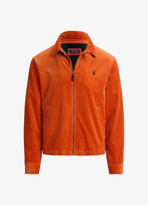 Ralph Lauren Jack van corduroy met logoborduring - voorkant charles orange / oranje
