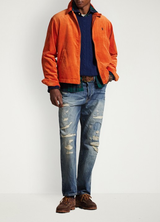 Ralph Lauren Jack van corduroy met logoborduring - voorkant 2 charles orange / oranje
