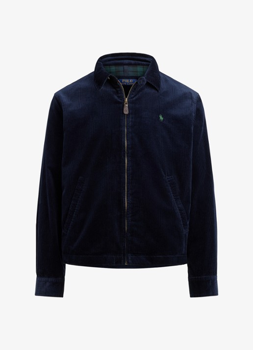 Ralph Lauren Jack van corduroy met logoborduring - voorkant hunter navy / donkerblauw