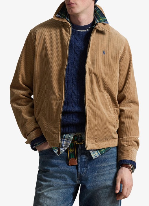 Ralph Lauren Jack van corduroy met logoborduring - voorkant 5 vintage khaki / khaki