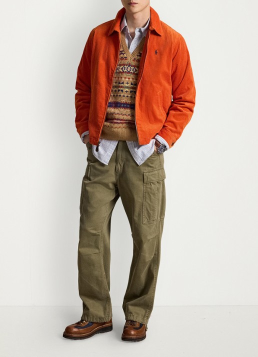 Ralph Lauren Jack van corduroy met logoborduring - detail college orange / oranje