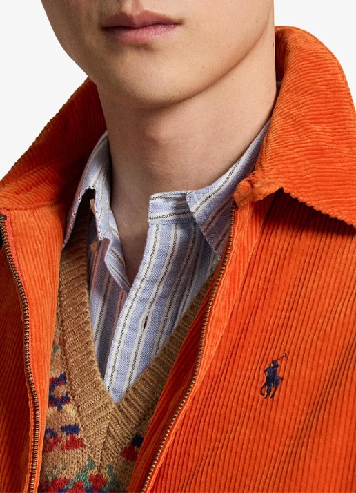 Ralph Lauren Jack van corduroy met logoborduring - detail 2 college orange / oranje