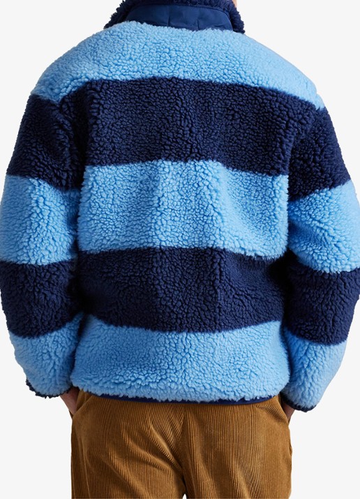 Ralph Lauren Jack van fleece met streepprint - achterkant 3 chatham blue / blauw
