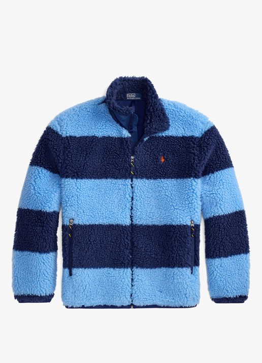Ralph Lauren Jack van fleece met streepprint - voorkant 4 chatham blue / blauw