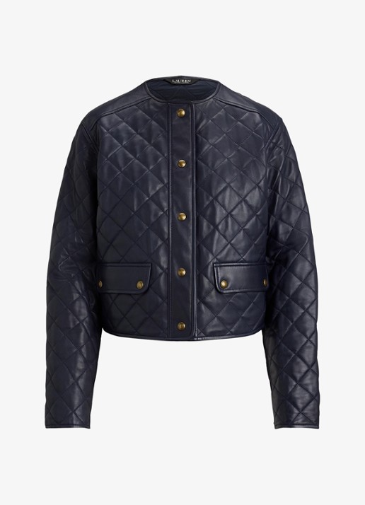 Ralph Lauren Jack van lamsleer met quilt patroon - voorkant 2 donkerblauw