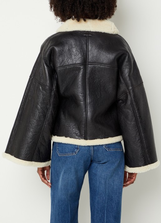 Ralph Lauren Jack van leer met details van wol - achterkant 3 zwart