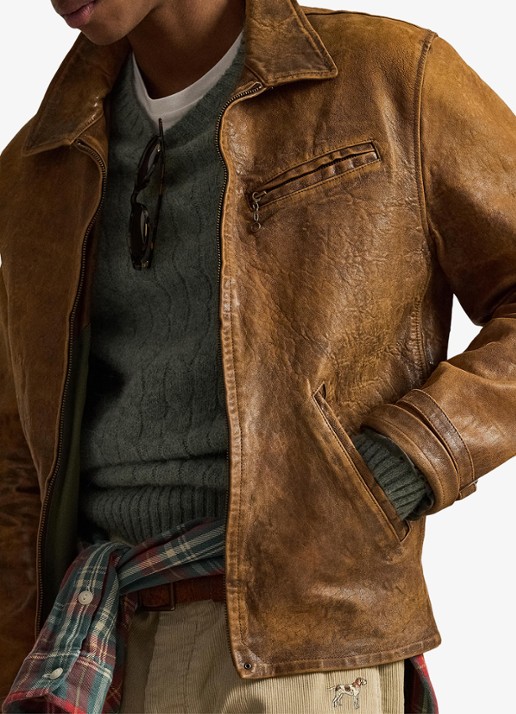 Ralph Lauren Jack van schapenleer met ritszakken - detail 2 soft brown x / bruin