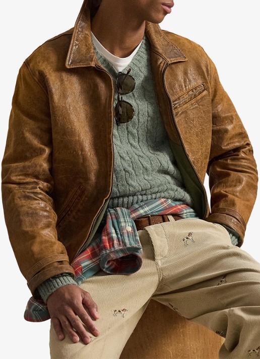 Ralph Lauren Jack van schapenleer met ritszakken - voorkant 5 soft brown x / bruin