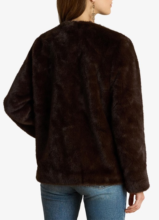 Ralph Lauren Jas van imitatiebont - achterkant 3 circuit brown / bruin