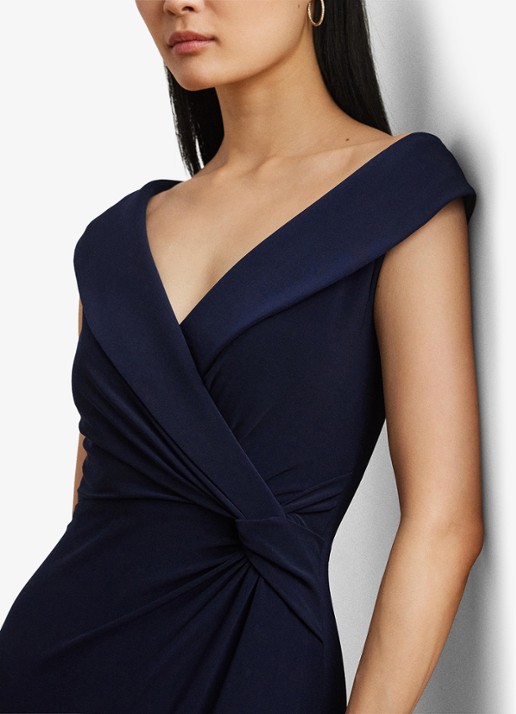 Ralph Lauren Jersey off-shoulder jurk - detail 2 lighthouse navy / donkerblauw