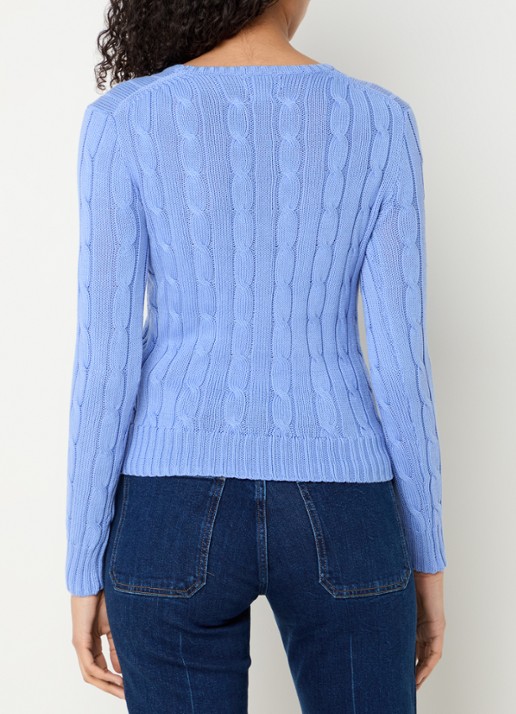 Ralph Lauren Julianna kabelgebreide pullover met logoborduring - achterkant blauw