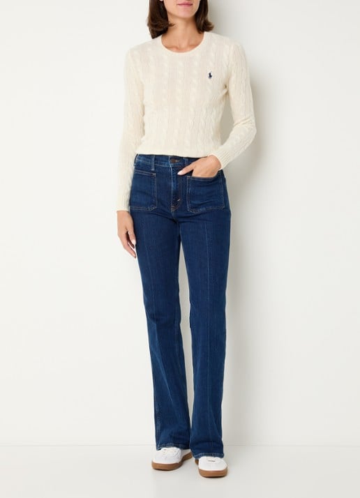Ralph Lauren Julianna kabelgebreide trui in kasjmierblend met logoborduring - voorkant 3 creme