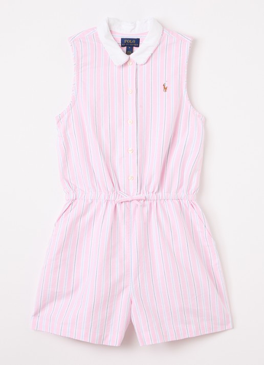 Ralph Lauren Jumpsuit met streepprint - voorkant roze