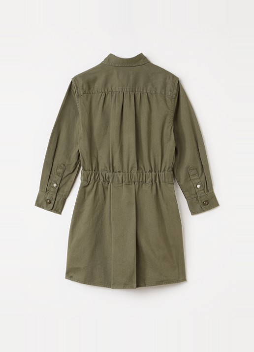 Ralph Lauren Jurk met plooidetail - voorkant 3 olijfgroen