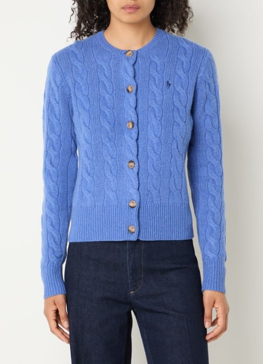 Ralph Lauren Kabelgebreid vest in kasjmierblend met logoborduring