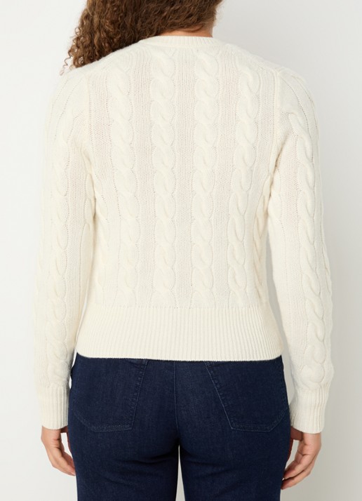 Ralph Lauren Kabelgebreid vest in kasjmierblend - achterkant 3 creme