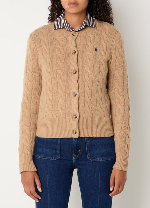 Ralph Lauren Kabelgebreid vest in kasjmierblend