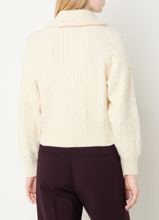 Ralph Lauren Kabelgebreid vest met kraag en logoborduring - achterkant 4 gebroken wit