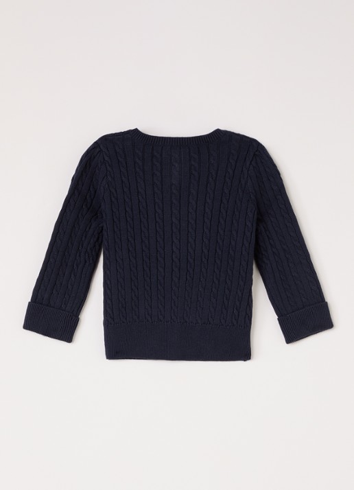 Ralph Lauren Kabelgebreid vest met logo - achterkant donkerblauw