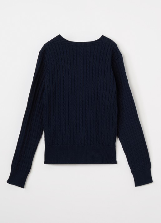 Ralph Lauren Kabelgebreid vest met logoborduring - voorkant 2 donkerblauw