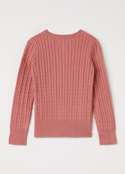 Ralph Lauren Kabelgebreid vest met logoborduring - achterkant roze