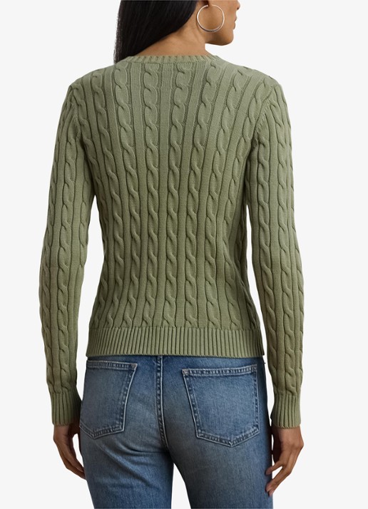 Ralph Lauren Kabelgebreid vest met logoborduring - achterkant 5 sage green / groen